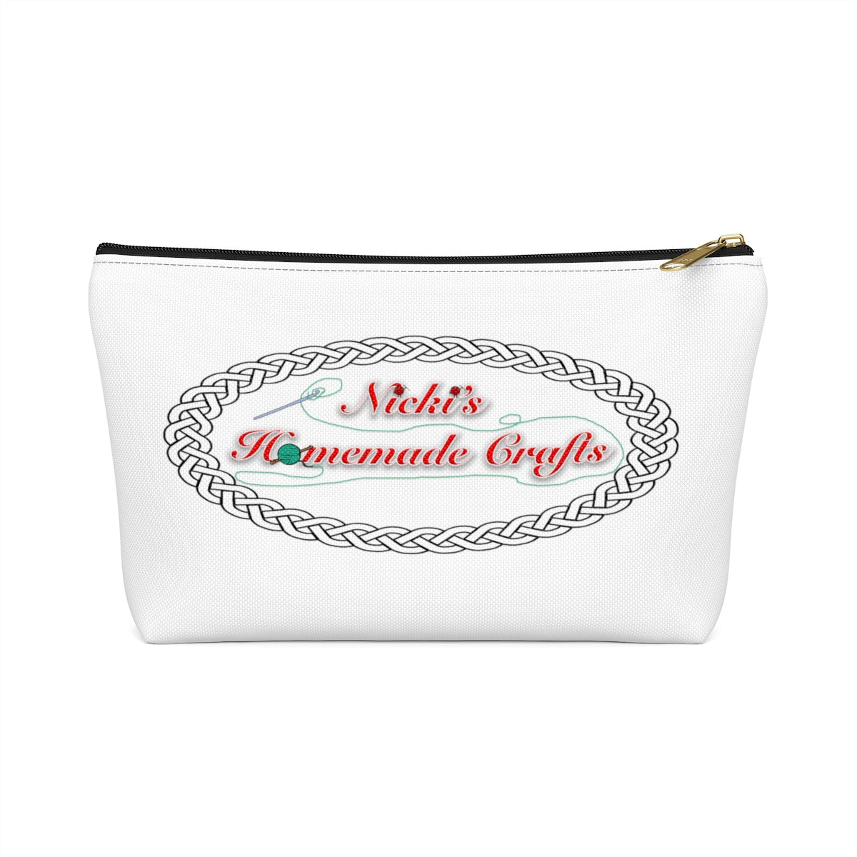"Nicki's Homemade Crafts" - White Accessory Pouch